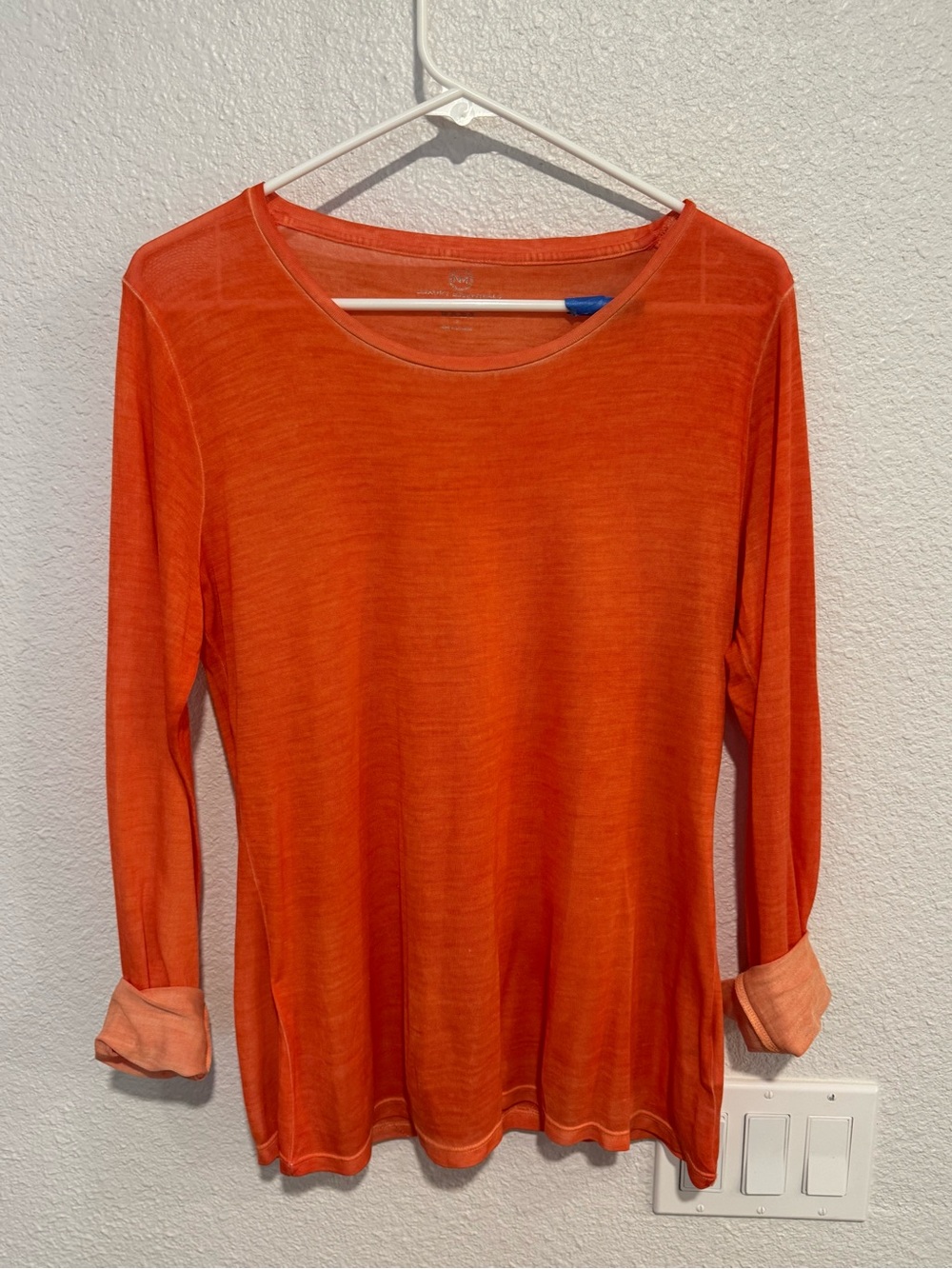 Pure silk Luxury Essentials Women's Lightweight Orange Long-Sleeve Top